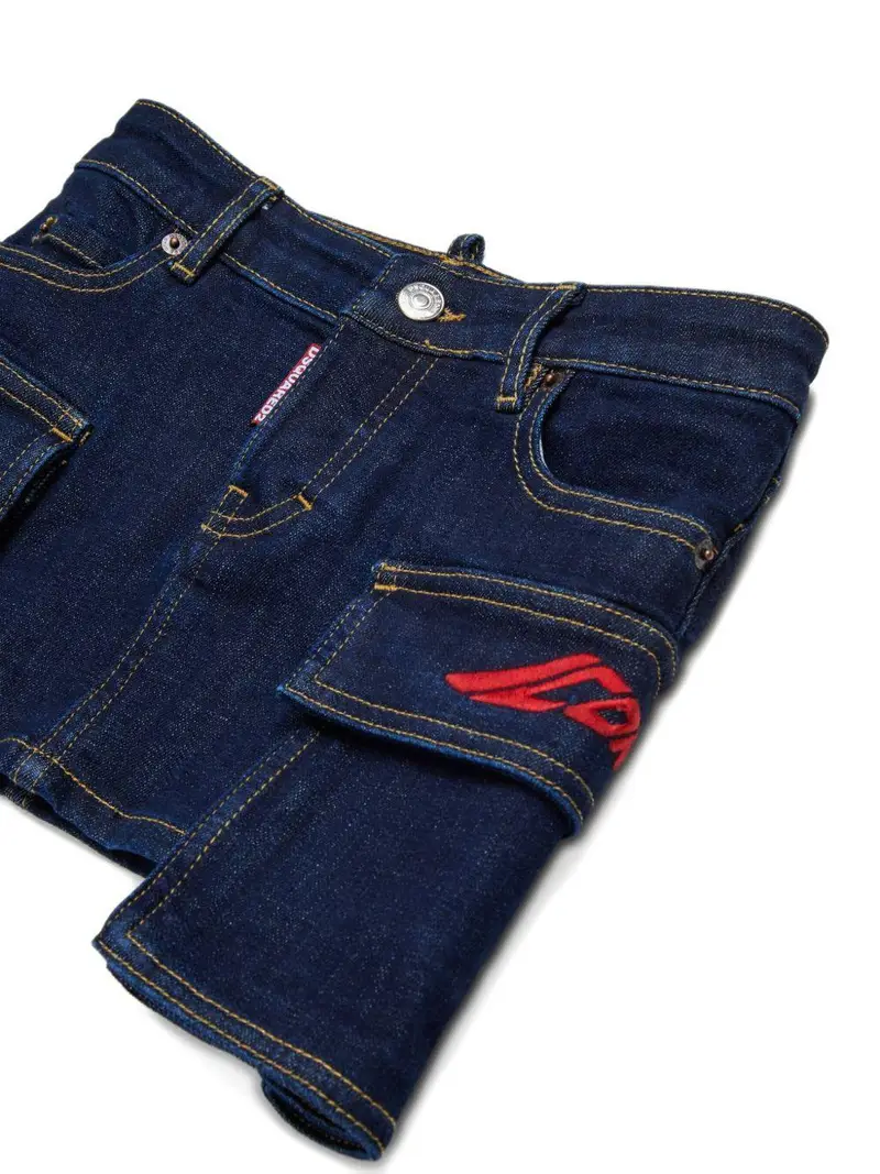 Minigonna Blu Denim con Logo Icon miniatura 3