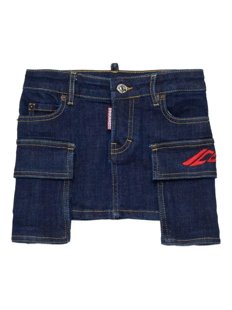 Minigonna Blu Denim con Logo Icon
