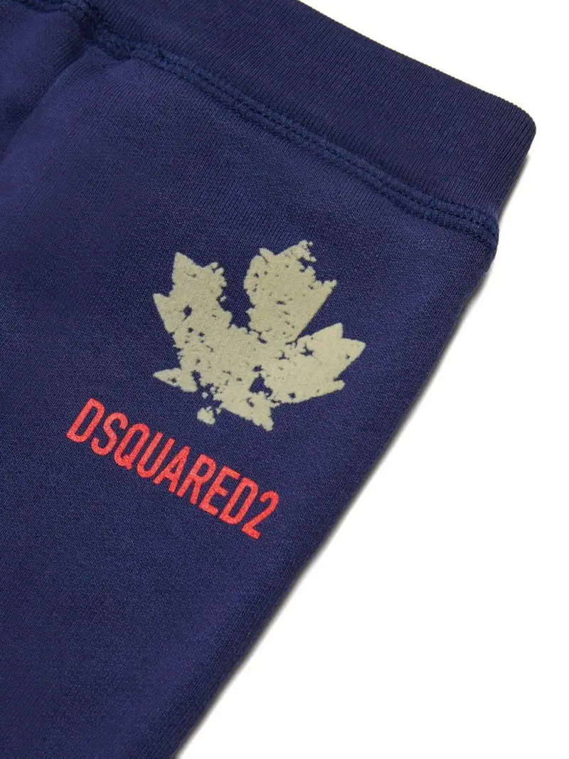 Dsquared Kids Pantaloni Sportivi Blu in Cotone miniatura 3