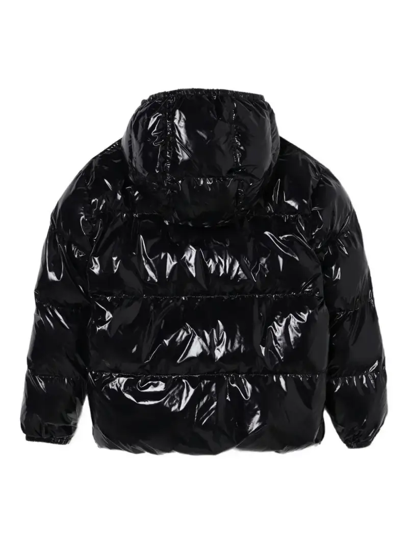 Dsquared Kids Piumino con Cappuccio Nero e Finitura Lucida miniatura 2