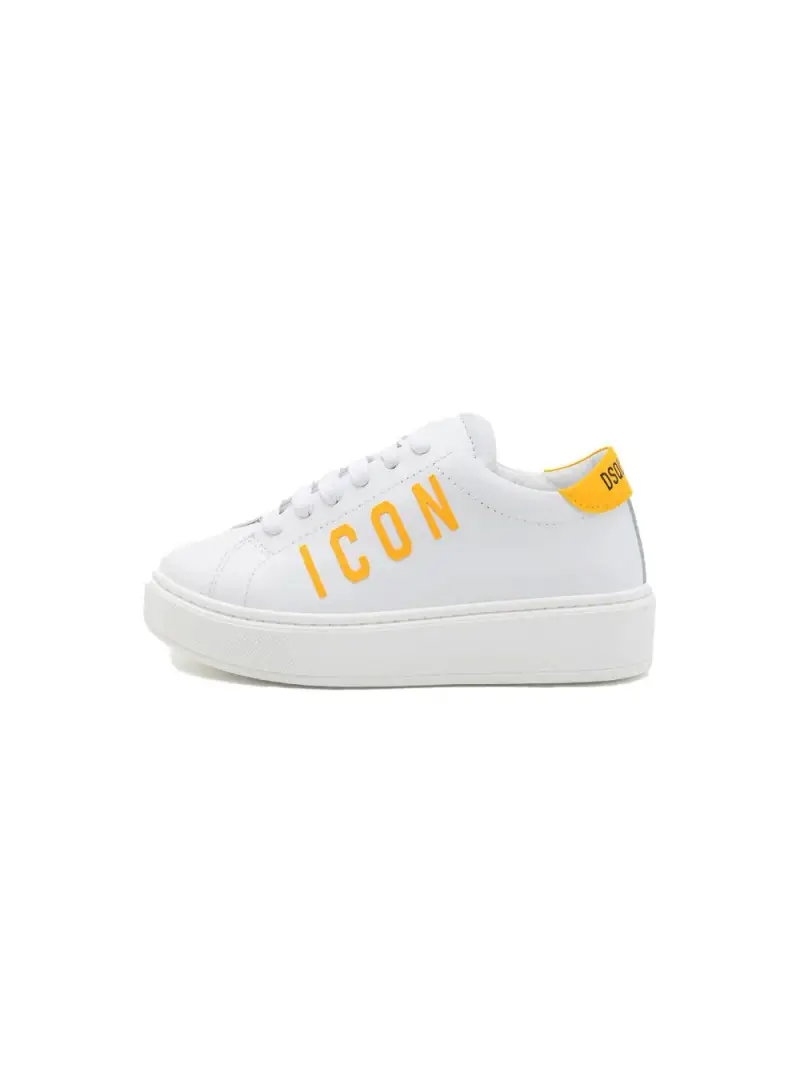 Sneakers bianca logo icon giallo neonato Bianco