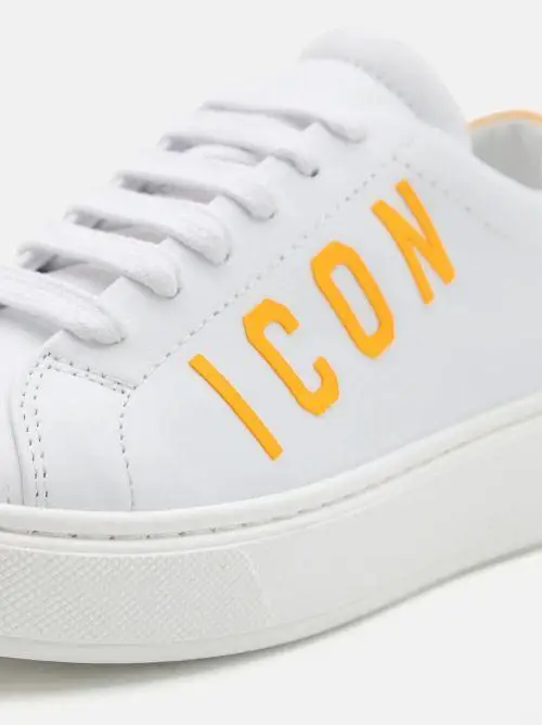 Sneakers bianche logo icon giallo kids Bianco miniatura 3