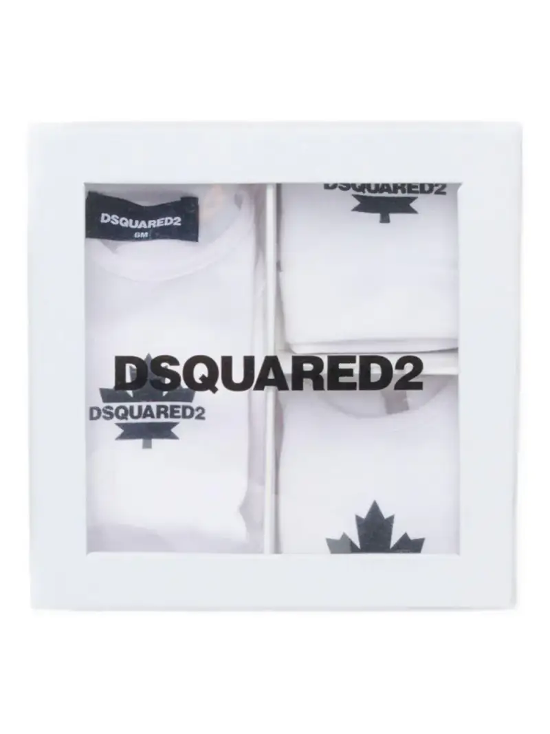 Tutina bianca con logo set 3 pezzi Bianco miniatura 3