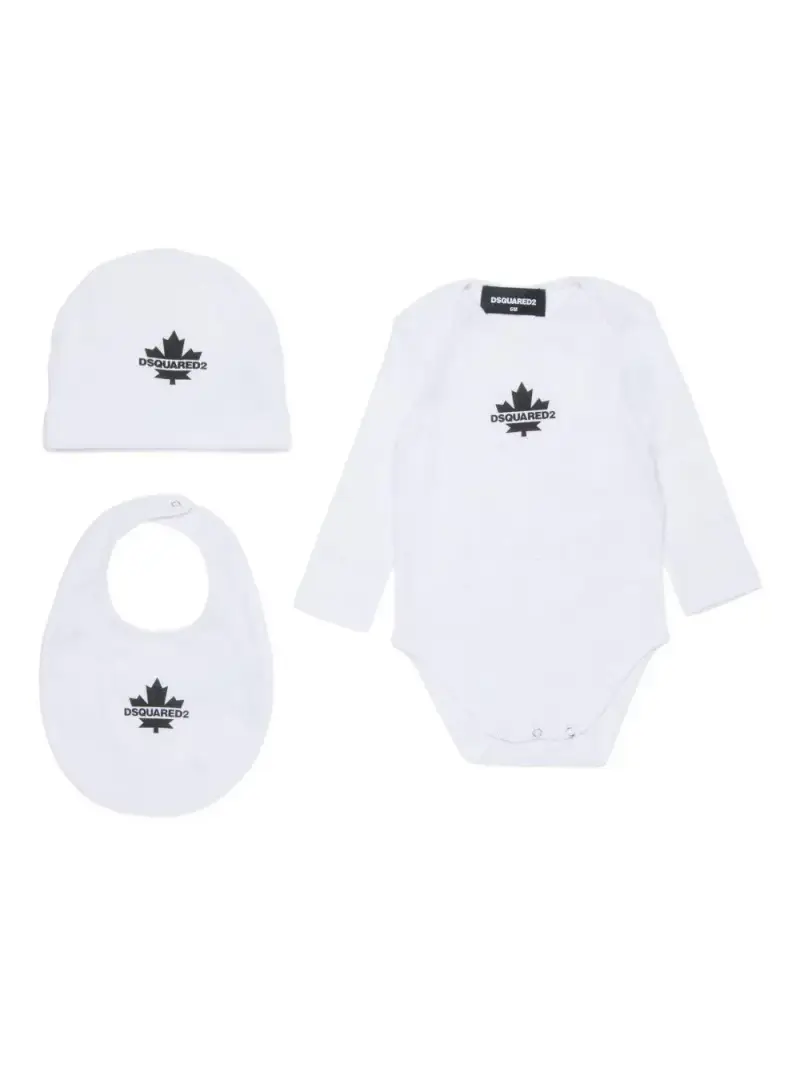 Tutina bianca con logo set 3 pezzi Bianco