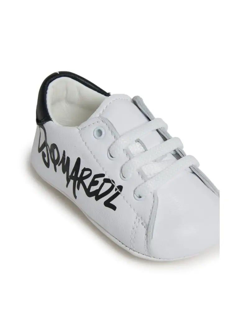 sneakers culla in pelle bianca con logo miniatura 3