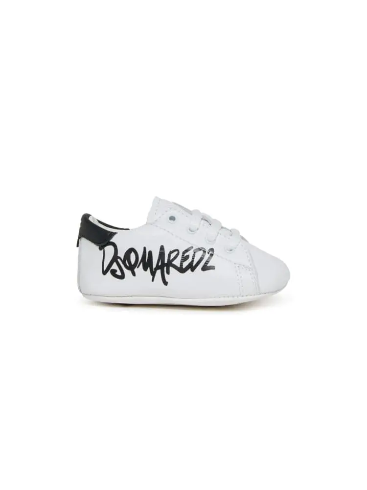 sneakers culla in pelle bianca con logo