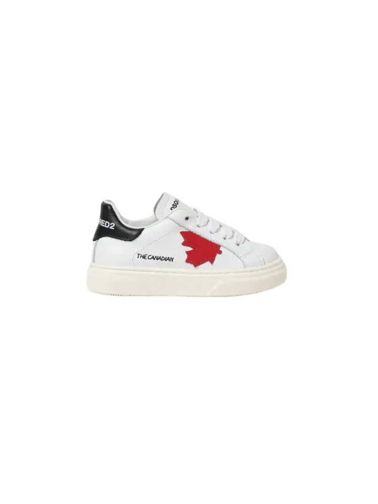 sneakers junior in pelle di vitello bianco con logo dsquared2