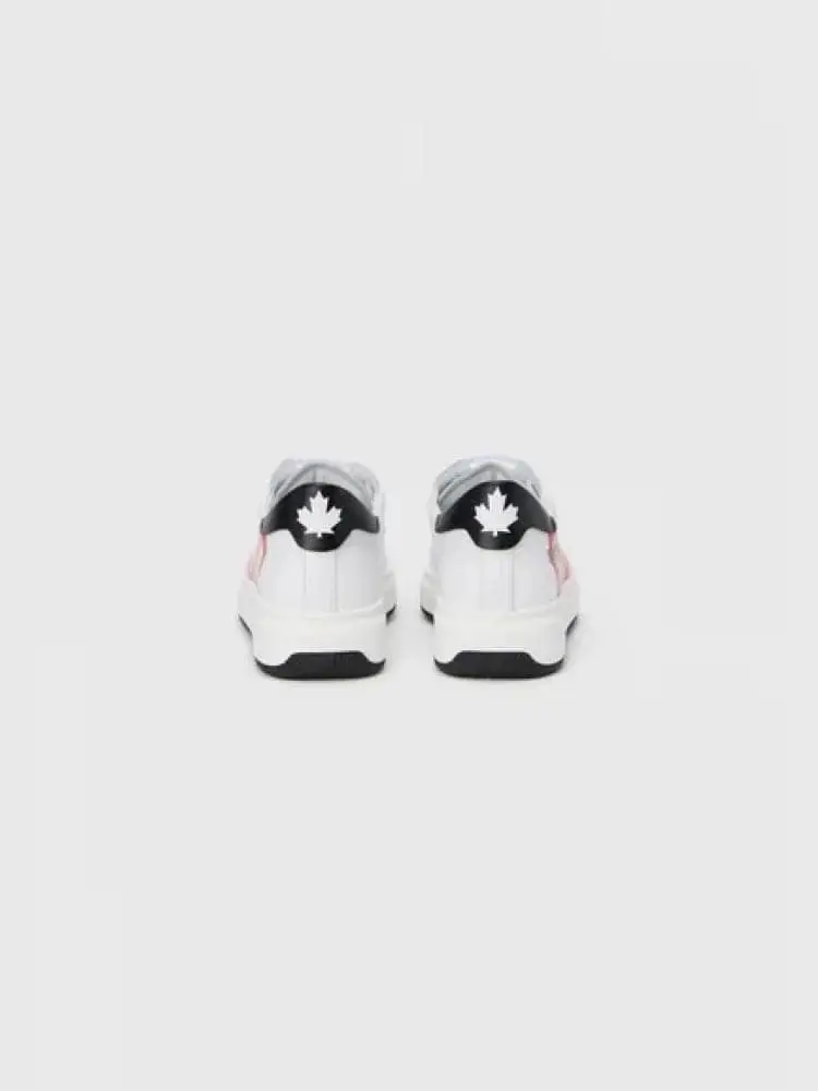 sneakers kids in pelle bianca con logo in contrasto miniatura 2