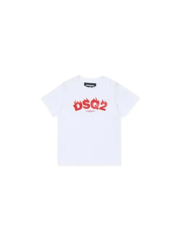 t-shirt infant in cotone bianco con logo