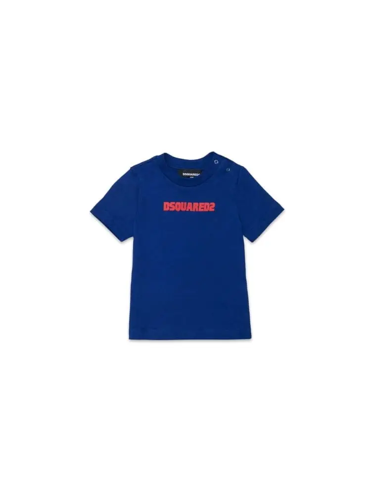 t-shirt infant in cotone bluette con logo