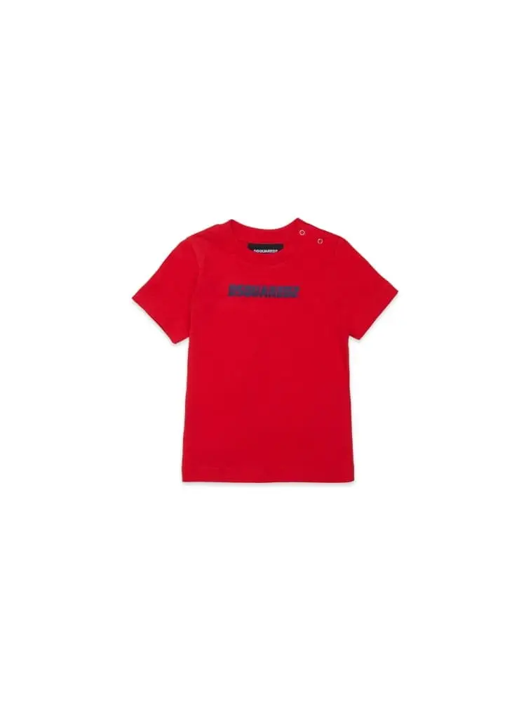 t-shirt infant in cotone rosso con logo