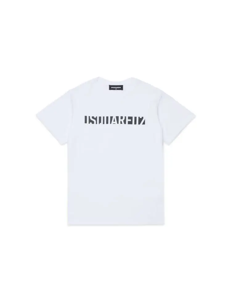 t-shirt kids/junior in cotone bianco con logo