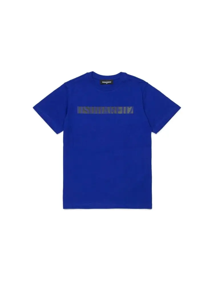 t-shirt kids/junior in cotone bluette con logo