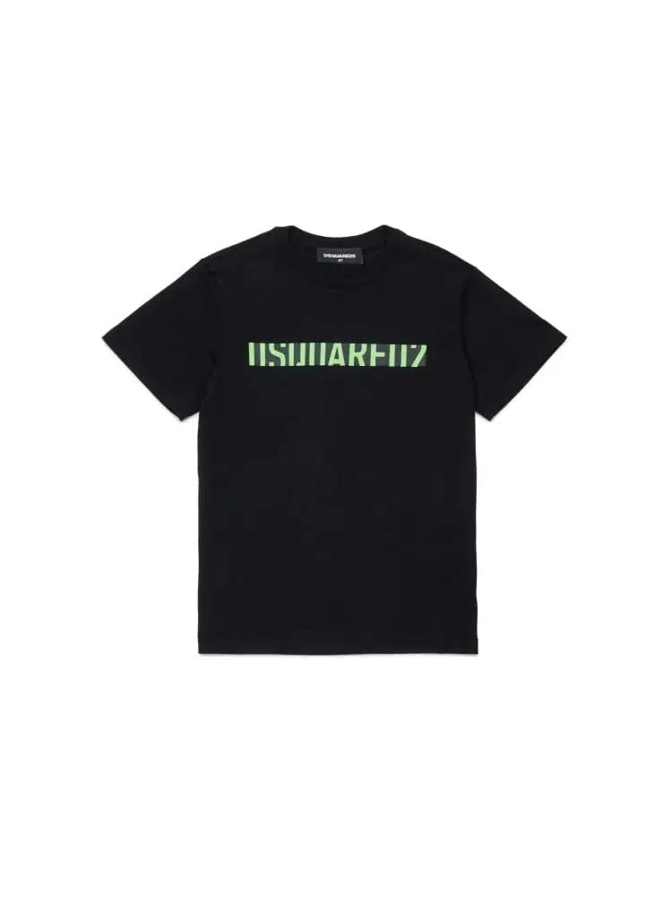 t-shirt kids/junior in cotone nero con logo