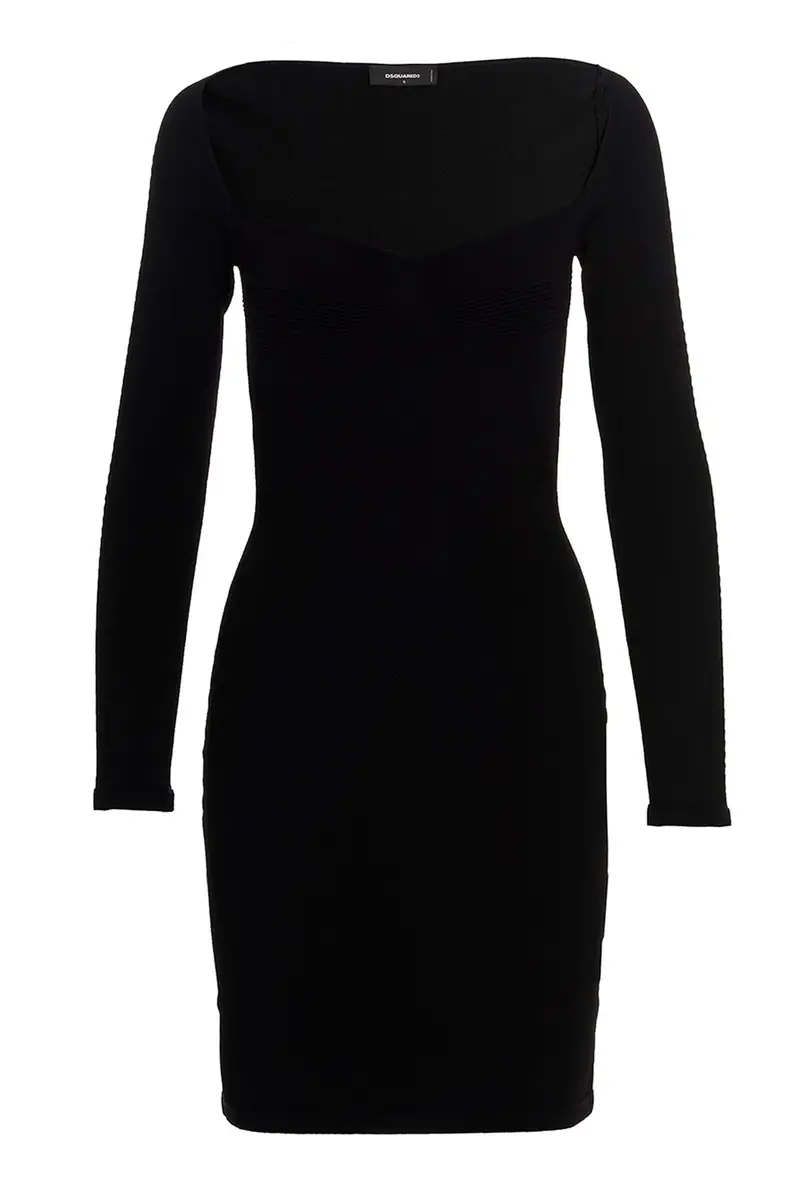 Abito Viscosa Costine Nero