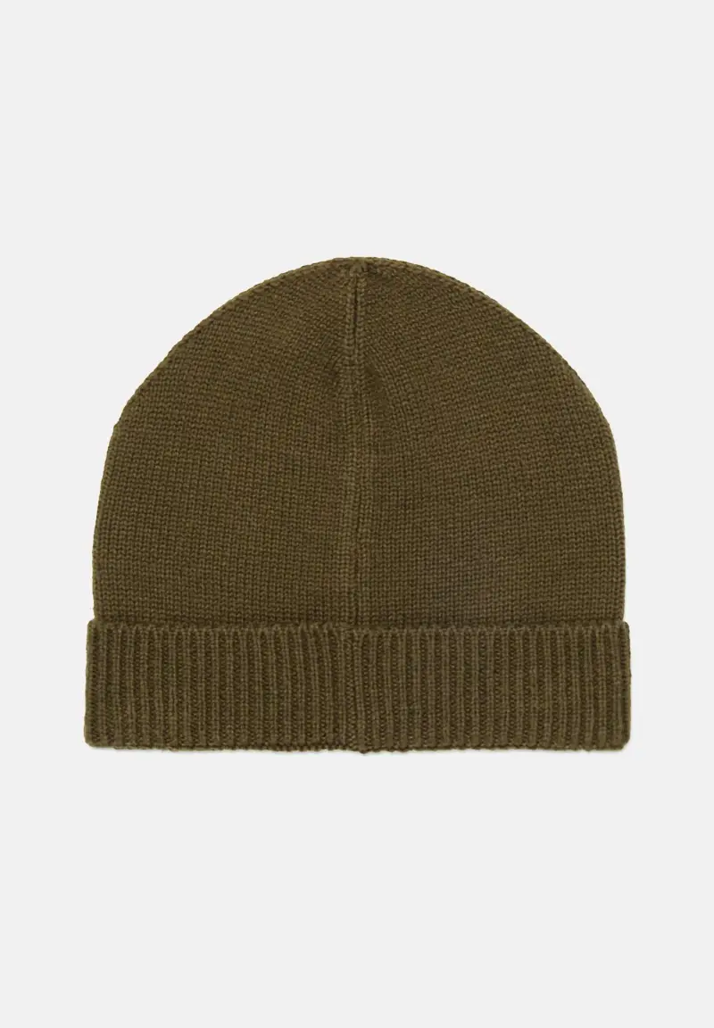 Berretto di lana verde oliva per uomo e donna con logo miniatura 2