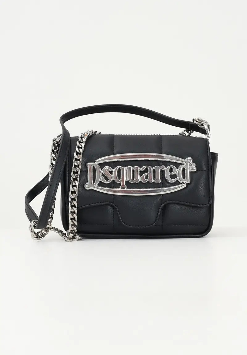 DSQUARED2 Borsa a spalla nera da donna con maxi logo