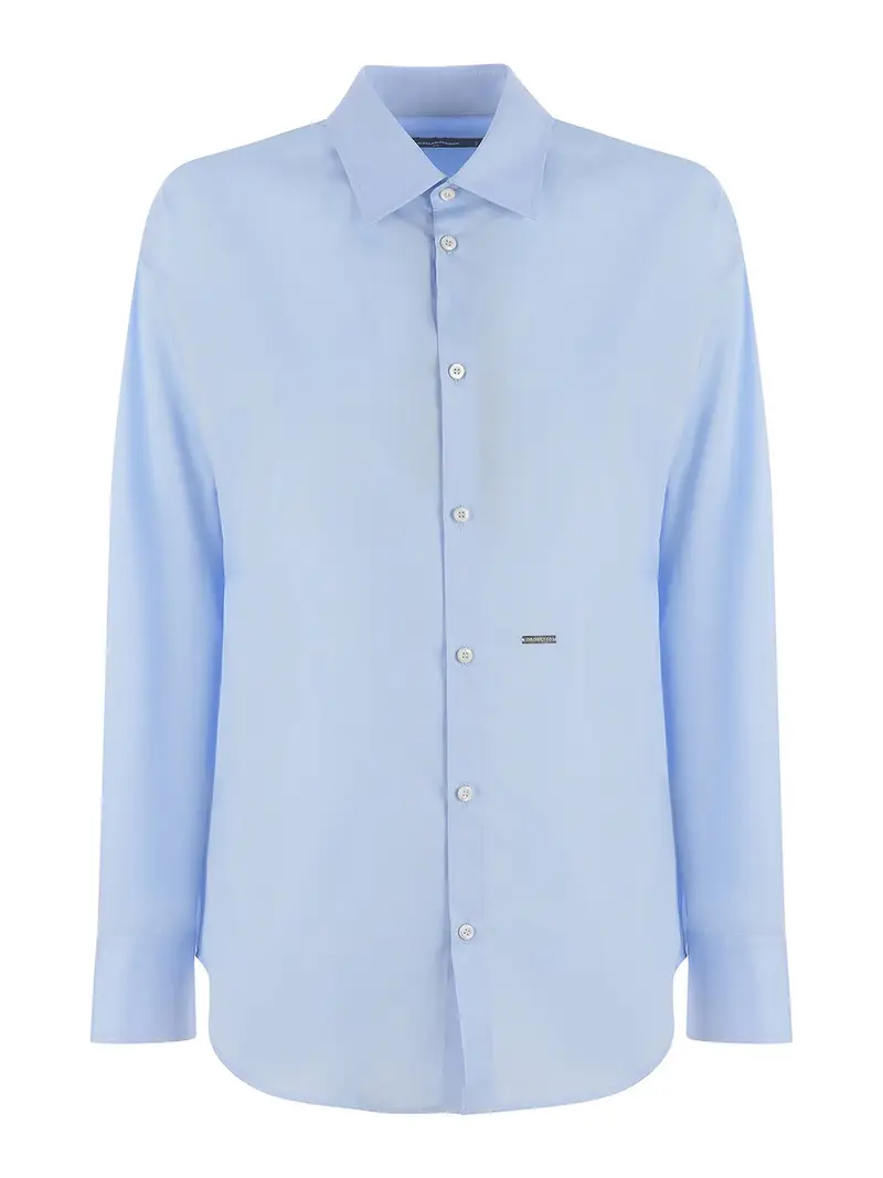 Camicia con placca logo Azzurro