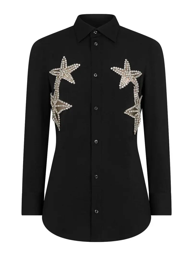 Camicia decorata con cristalli Nero