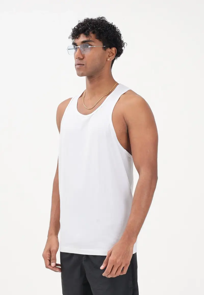 Canotta bianca da uomo con logo sul retro
