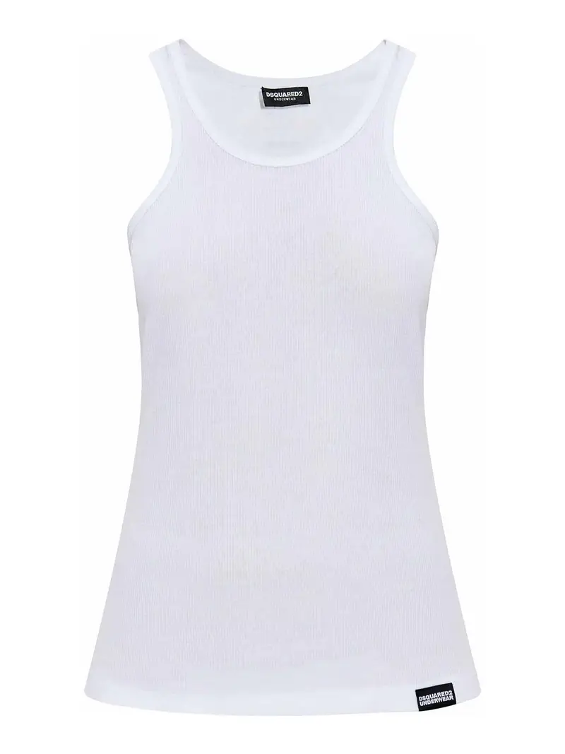 Canotta con toppa con logo Bianco