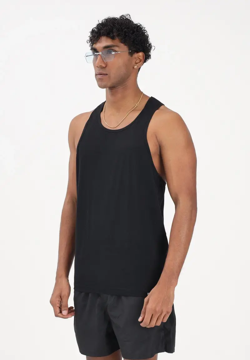 Canotta nera da uomo con logo sul retro