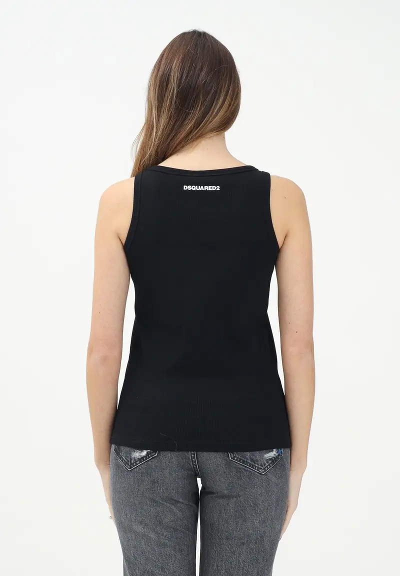 DSQUARED2 Canotta nera per donna, ragazzi e bambini con stampa logo miniatura 2