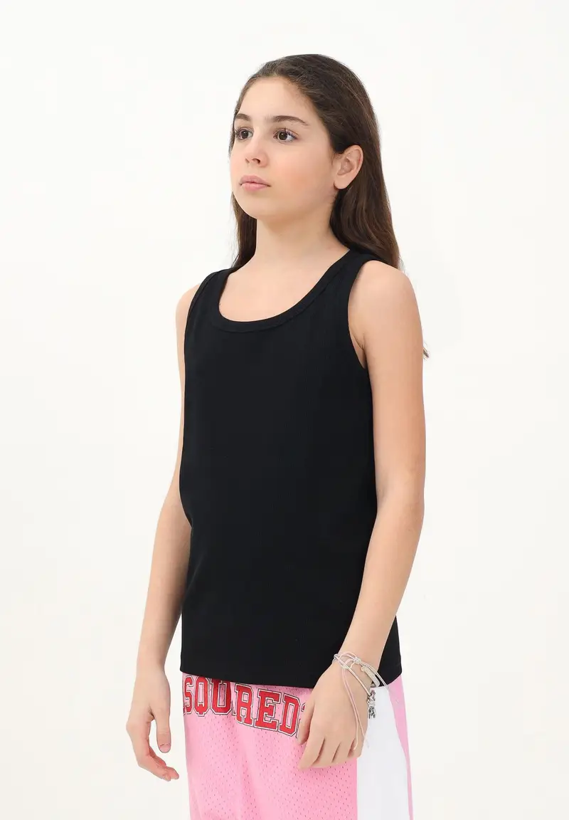 DSQUARED2 Canotta nera per donna, ragazzi e bambini con stampa logo miniatura 3