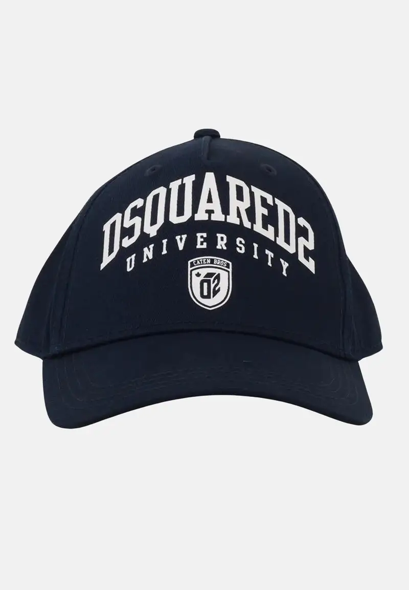 DSQUARED2 Cappello con visiera blu da donna caratterizzato da stampa logo stile college