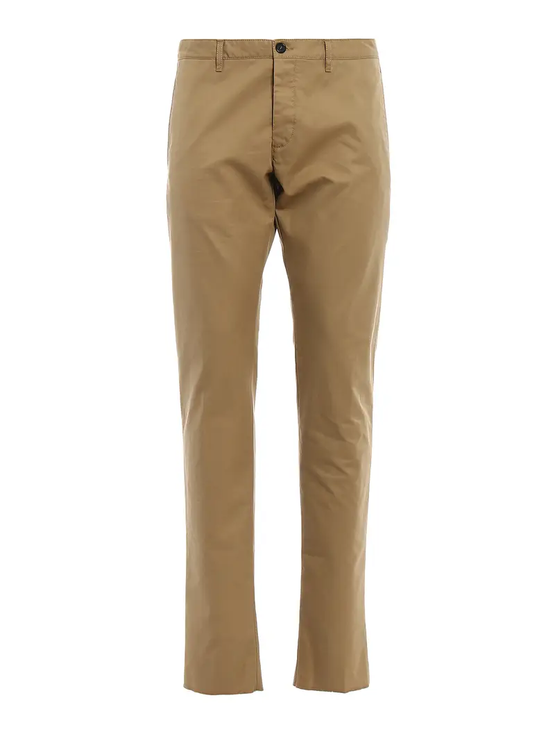 Chino in denim di cotone beige