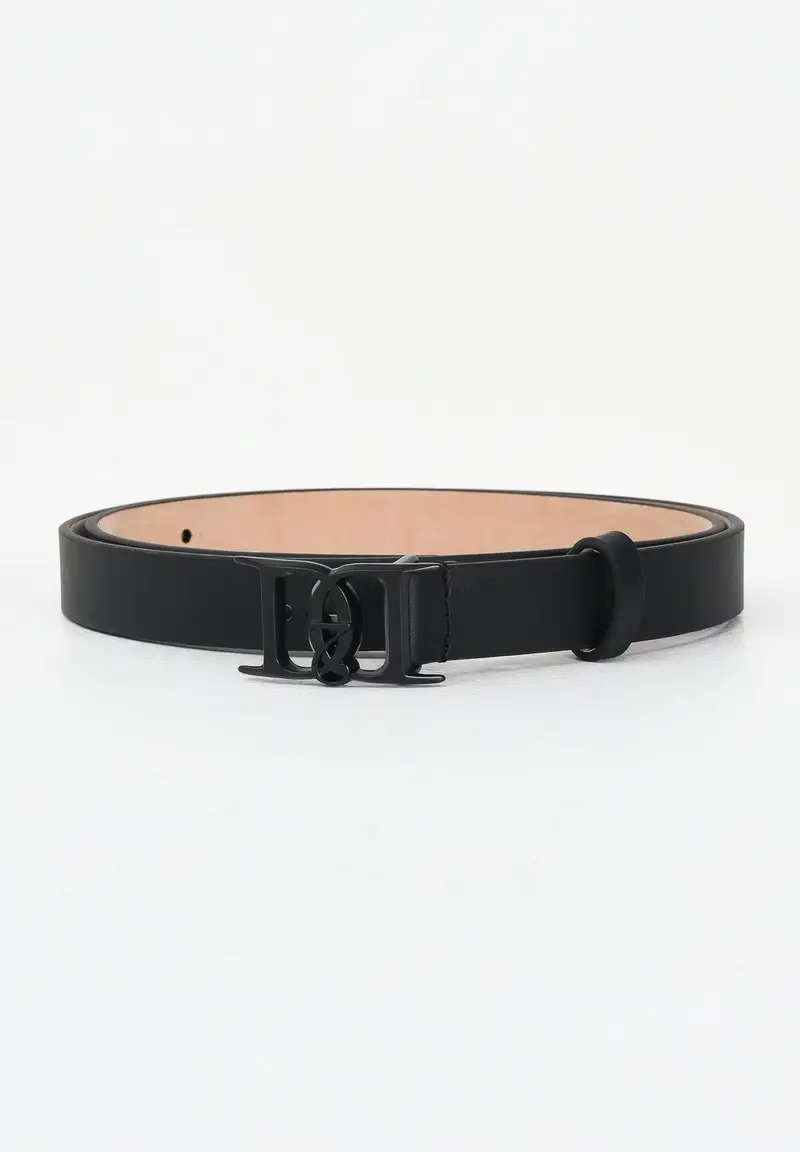 Cintura nera da donna in vera pelle con fibbia D2