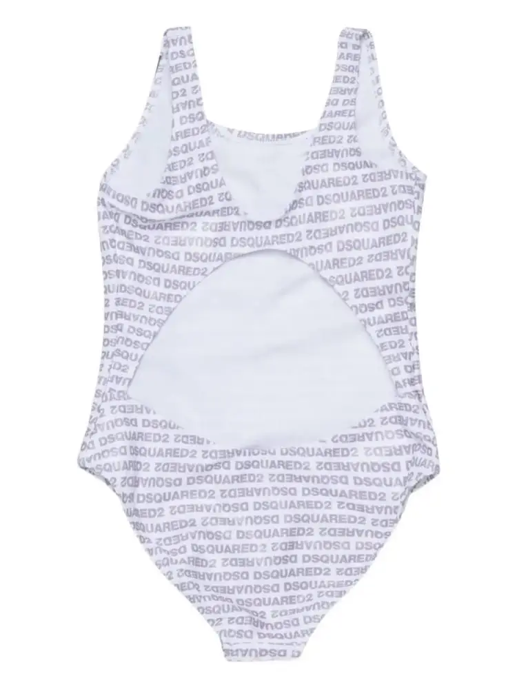 costume bianco bambina intero logo all over miniatura 2