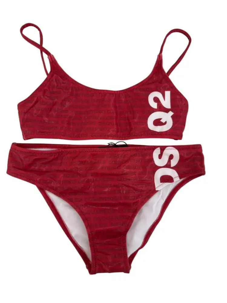 costume rosso bambina logo all over