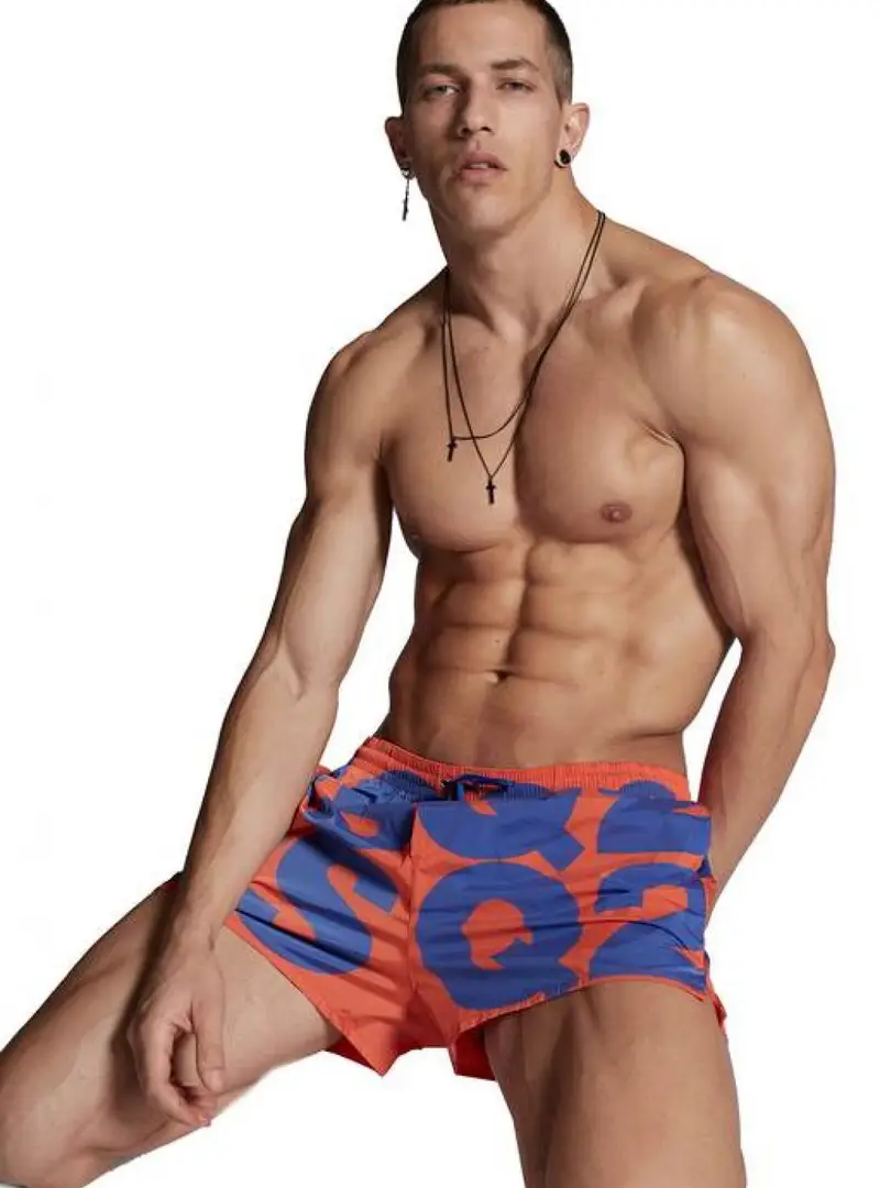 Dsquared2 - Dsq2 Swim Trunks; Arancio Logo Viola D7B643840 858 ARA