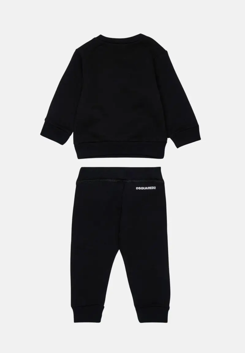 DSQAURED2 Tuta nera da neonato con logo miniatura 3