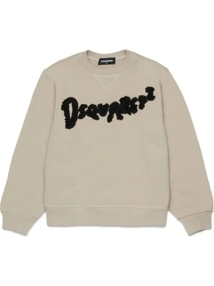 felpa beige bambino maxi logo