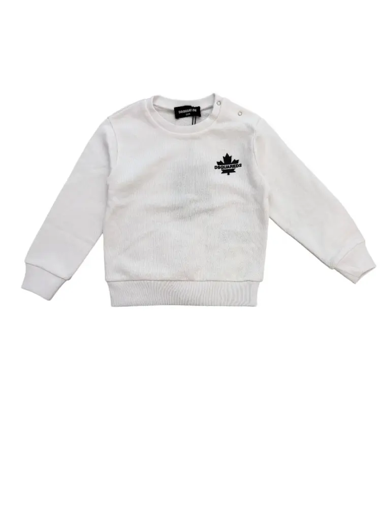 felpa bianca neonato in cotone mini logo a contrasto