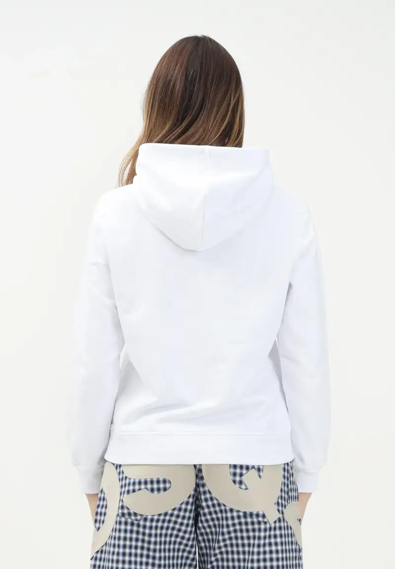 Felpa con cappuccio bianca per donna, ragazzi e bambini rifinita da ricamo logo miniatura 3