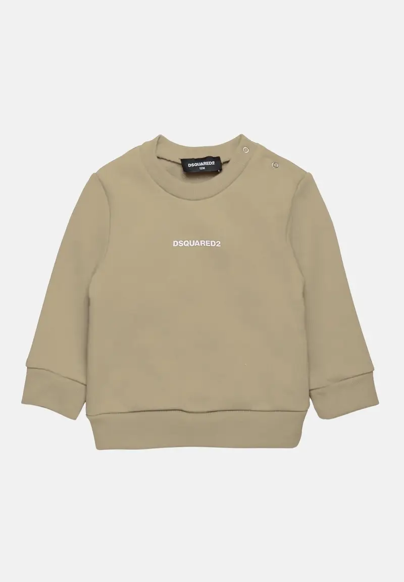 DSQUARED2 Felpa girocollo beige da neonato con stampa logo