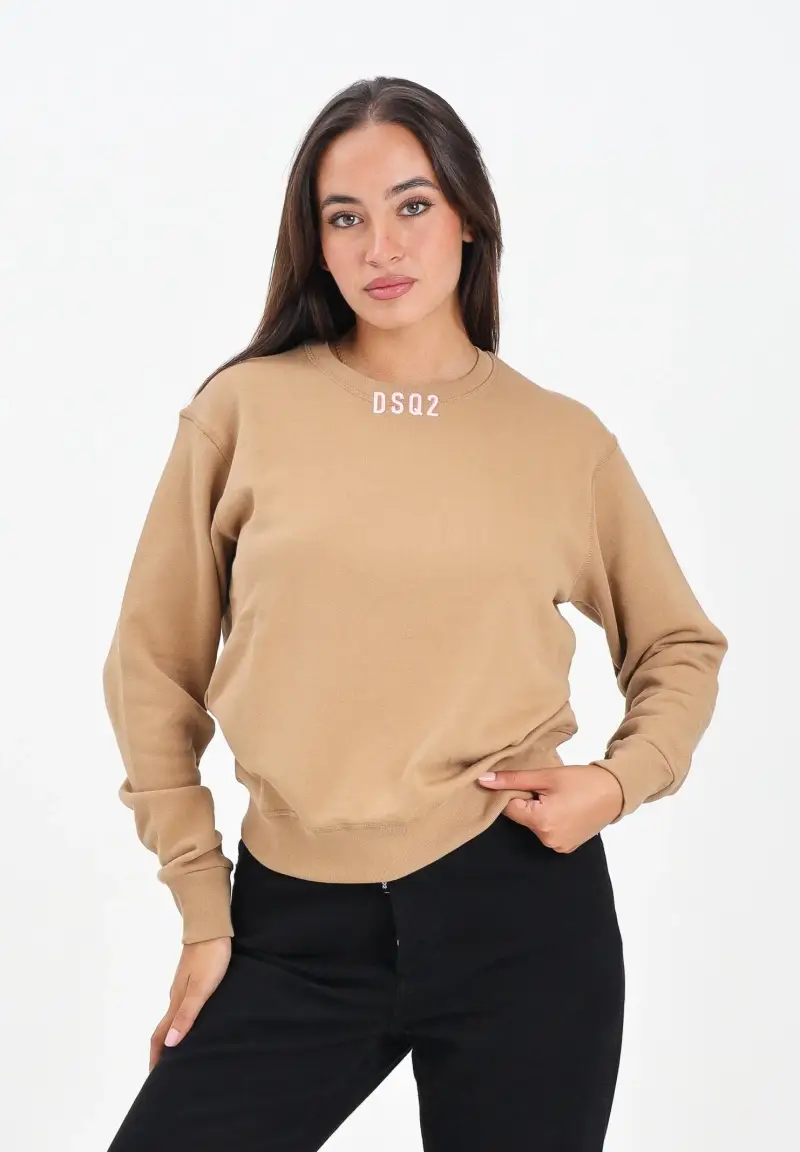 Felpa girocollo beige per donna, ragazze e bambine con logo DSQ2 miniatura 2