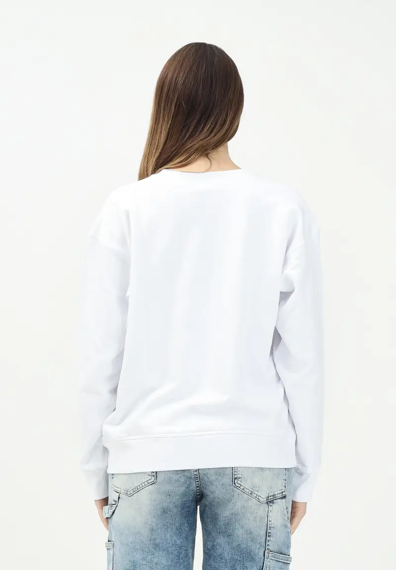 DSQUARED2 Felpa girocollo bianca per donna, ragazzi e bambini con foglia d'acero e logo miniatura 2