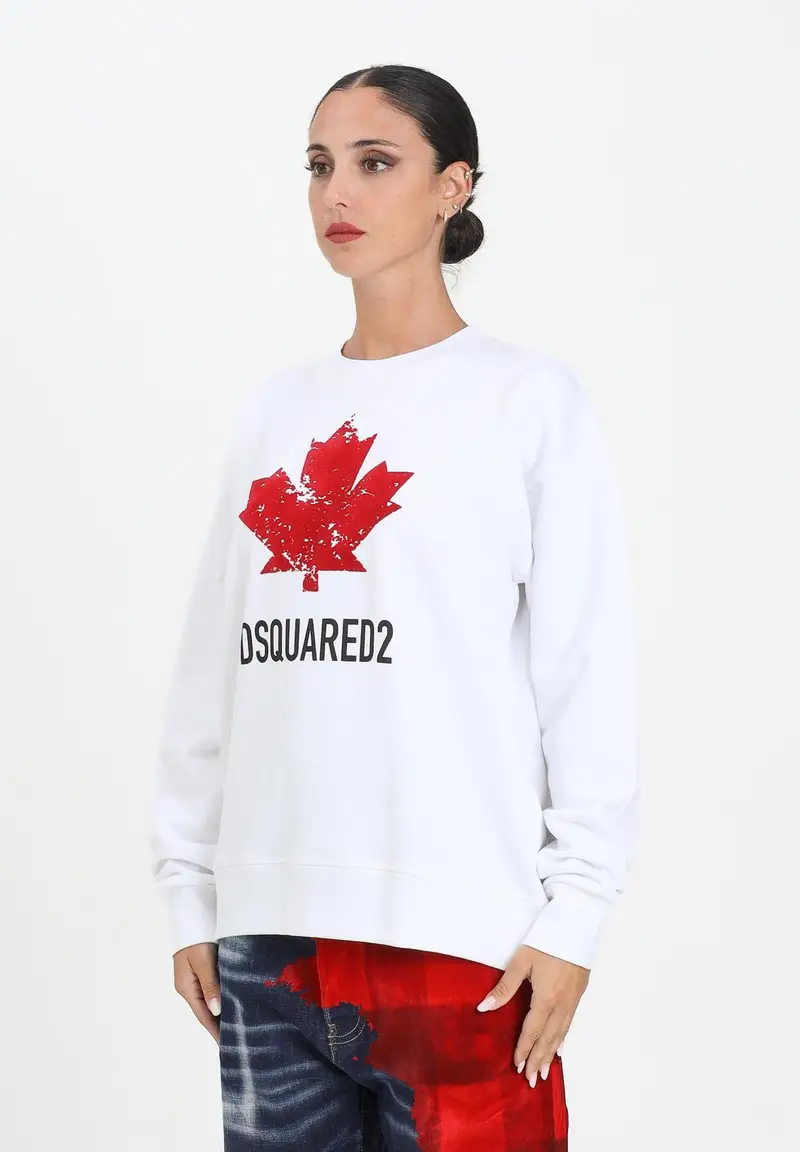 DSQUARED2 Felpa girocollo bianca per donna, ragazzi e bambini con logo