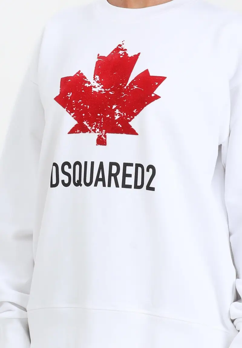 DSQUARED2 Felpa girocollo bianca per donna, ragazzi e bambini con logo miniatura 2
