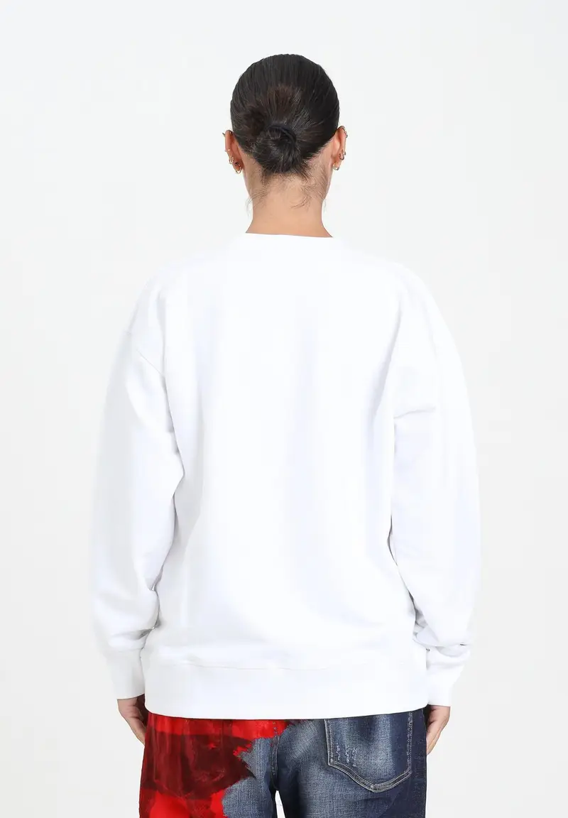 DSQUARED2 Felpa girocollo bianca per donna, ragazzi e bambini con logo miniatura 3