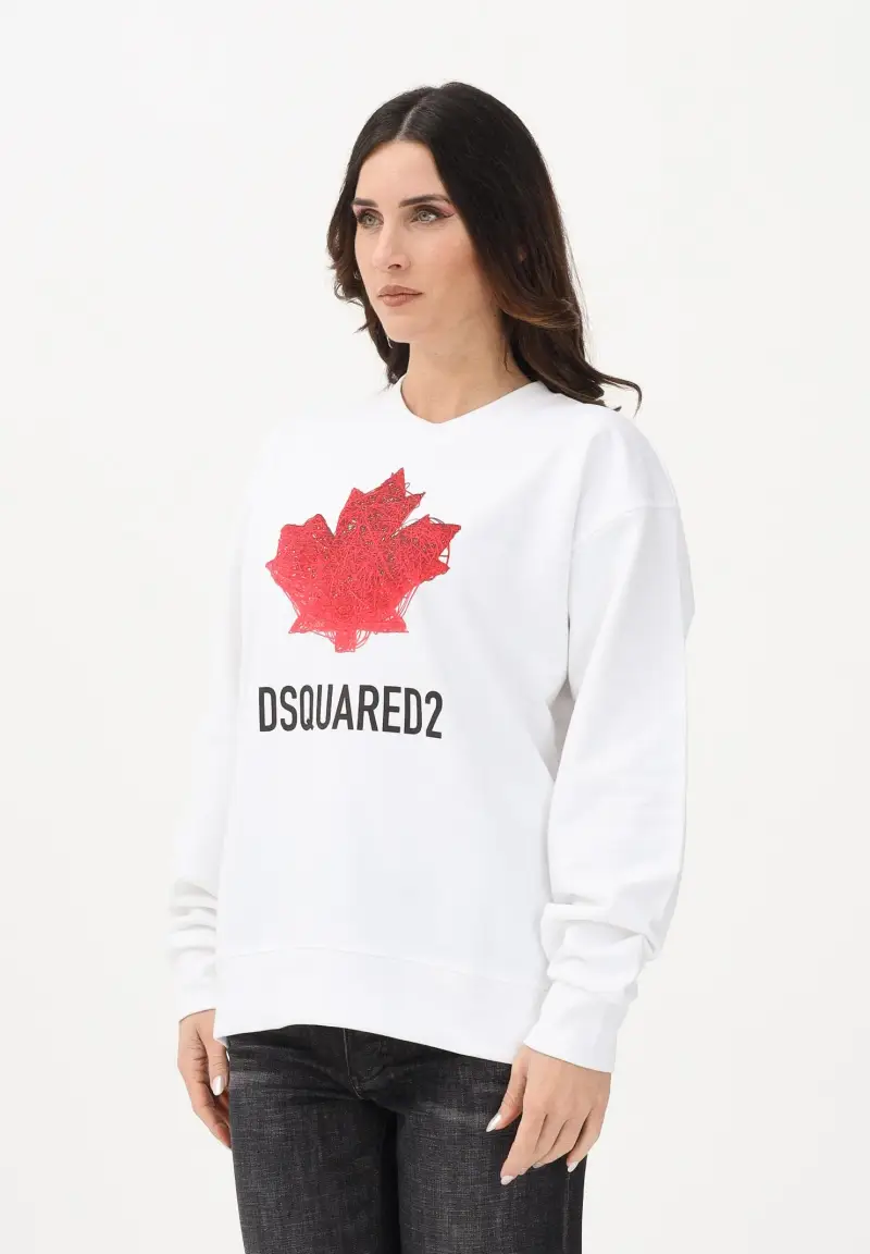 Felpa girocollo bianca per donna, ragazzi e bambini con stampa