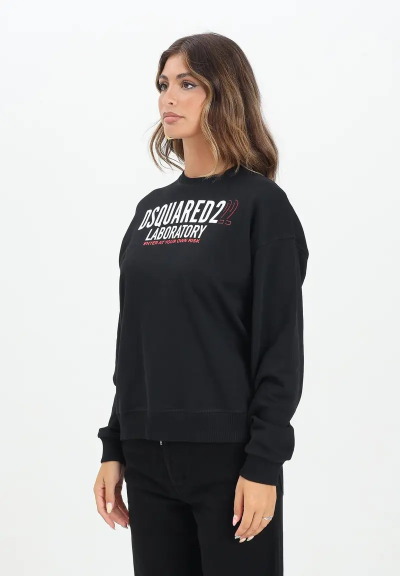 Felpa girocollo nera per donna, ragazzi e bambini con logo Laboratory