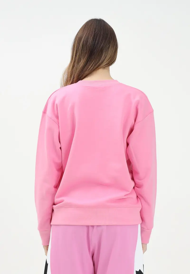 DSQUARED2 Felpa girocollo rosa per donna e bambina con foglia d'acero e logo miniatura 2