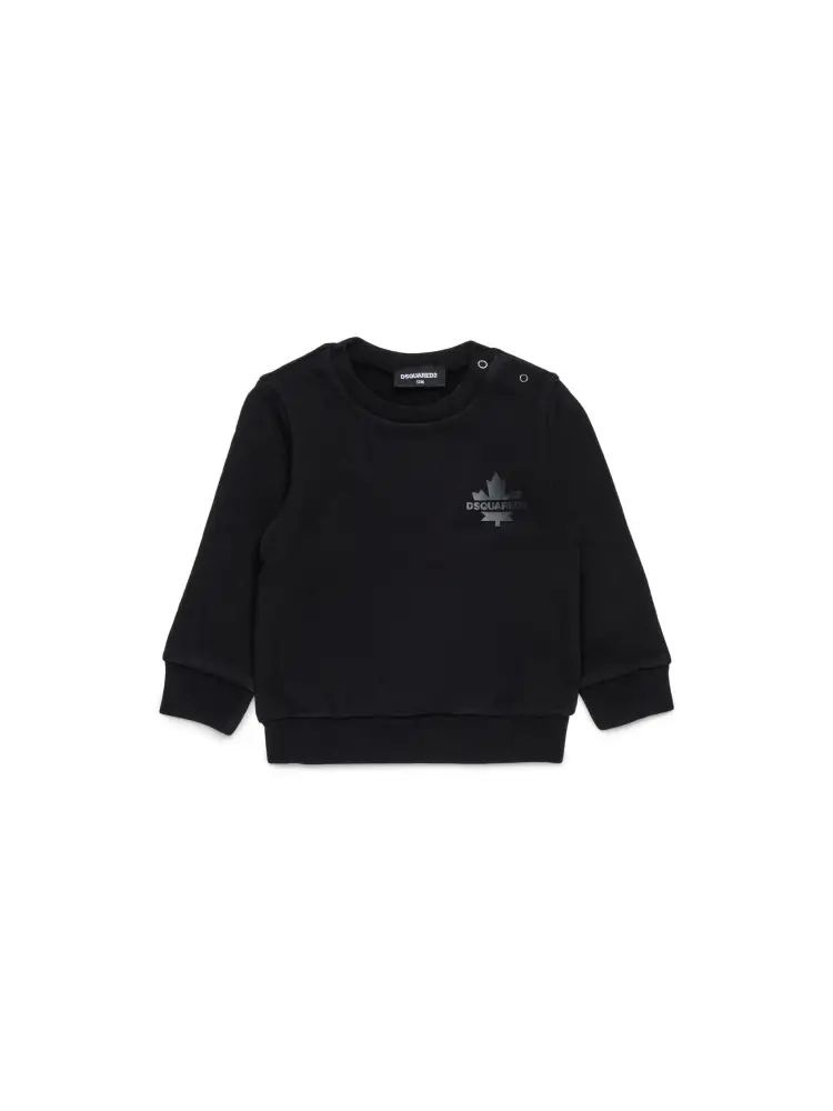 felpa nera neonato in cotone mini logo sul petto