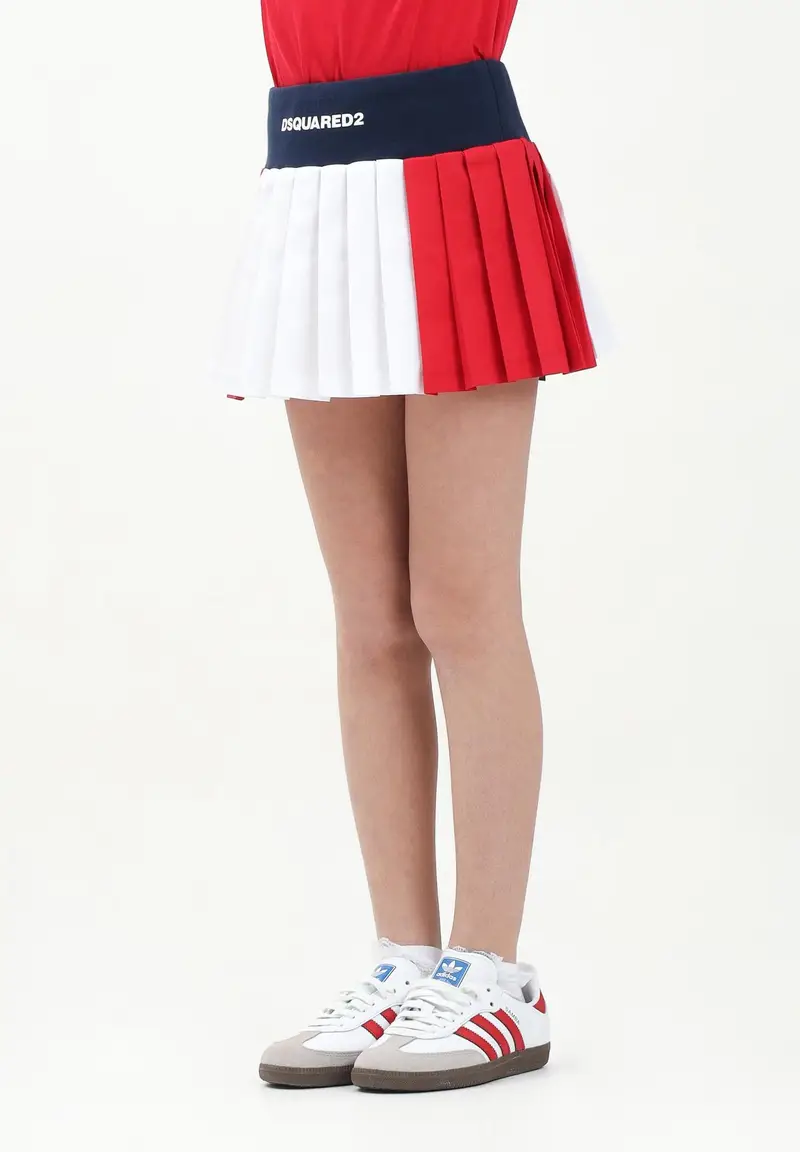 DSQUARED2 Gonna corta tricolore per donna e bambina con stampa logo miniatura 3
