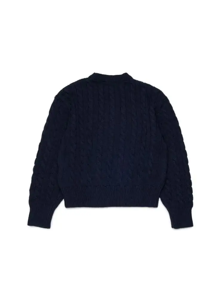 maglia blu navy bambino logo sul petto miniatura 2